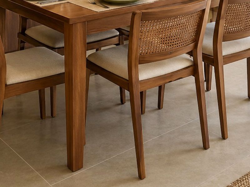 Cane & walnut: Classic chairs with modern lines.